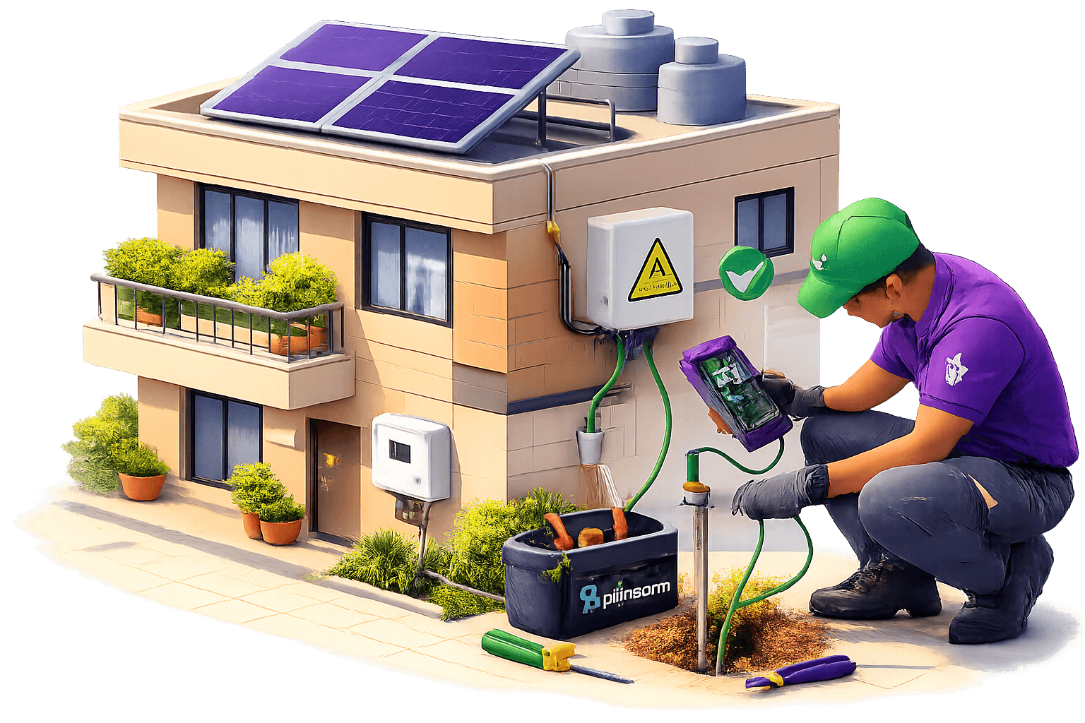 Technician Performing Earthing Inspection